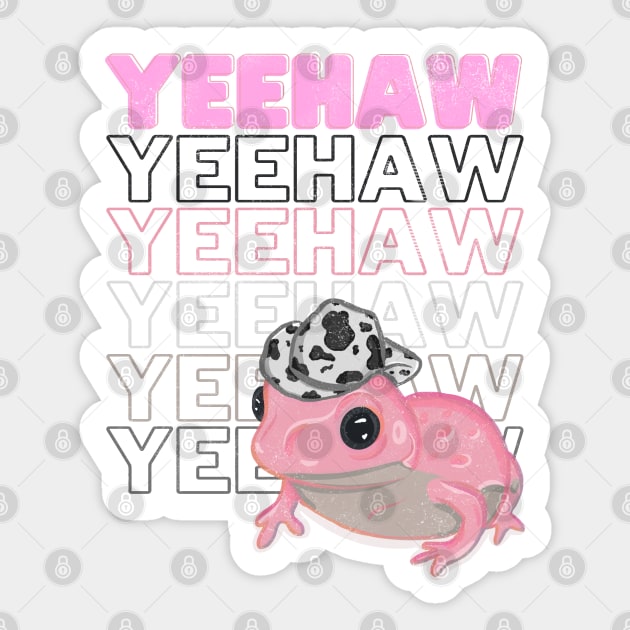 Yeehaw Pink Frog Wearing Cowboy Hat Sticker by RoserinArt